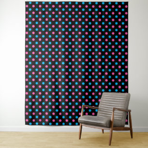 Black Pink Blue Polka Dot Pattern Tapestry