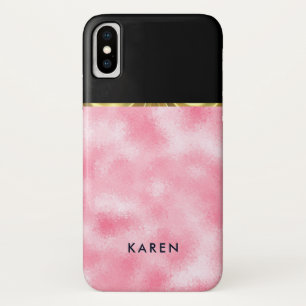 Black & Pink Bokeh Glitter Geometric Design iPhone X Case