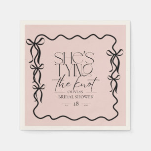 Black Pink Bow Bridal Shower Napkin