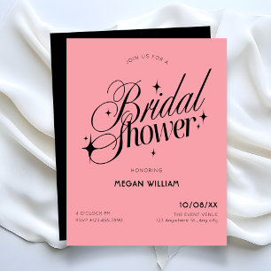Black Pink bridal shower Invitation