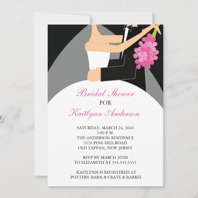 Black & Pink Bride Bridal Shower Invitation (Front)