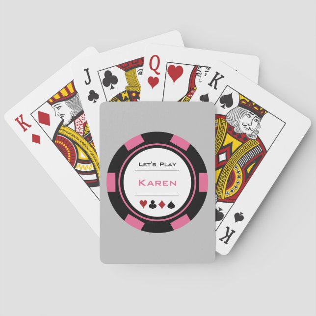 Black Pink Casino Poker Chip Custom Playing Cards (Back)
