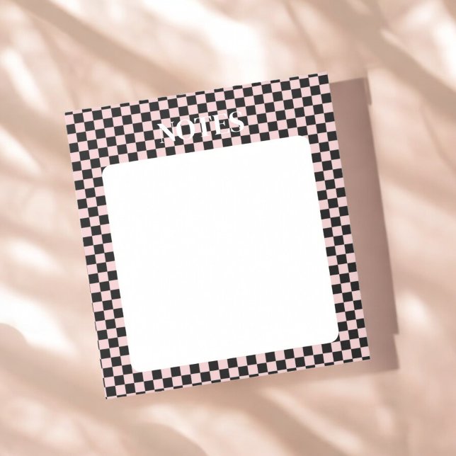 Black & Pink Chequered Bold & Customizable Notepad (Creator Uploaded)