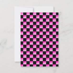 Black Pink Chequered Wedding Invitation