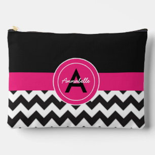 Black Pink Chevron Accessory Pouch