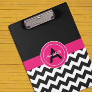 Black Pink Chevron Clipboard