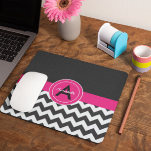 Black Pink Chevron Mouse Pad