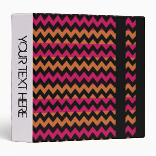 Black Pink Chevron Pattern Personalized Binder