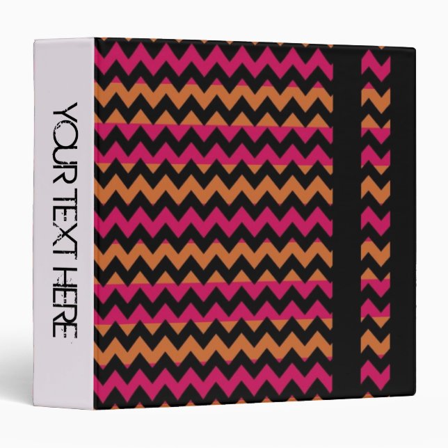 Black Pink Chevron Pattern Personalized Binder (Front/Spine)