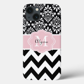 Black Pink Chevron Personalized iPhone 13 Case