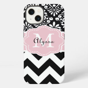 Black Pink Chevron Personalized iPhone 13 Case