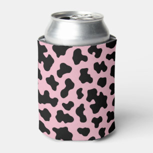 Black & Pink Cow Cowhide Print  Can Cooler