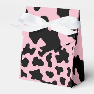 Black & Pink Cow Cowhide Print Favor Box