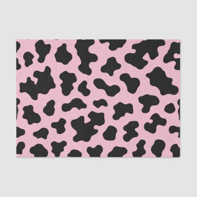 Black & Pink Cow Cowhide Print  Tissue Paper (Front)