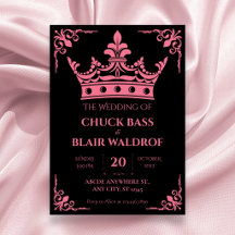 Black pink crown wedding