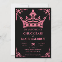 Black pink crown wedding 