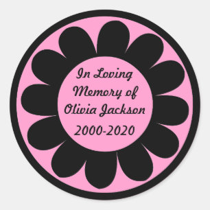 Black pink customizable daisy sympathy stickers