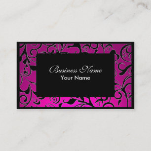 Black pink damask appointment business cards