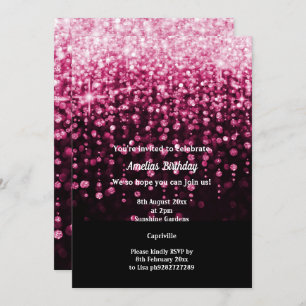 BLACK PINK DIAMOND WATERFALL BIRTHDAY PARTY INVITA INVITATION