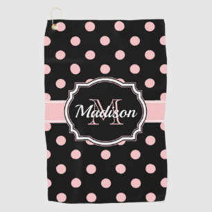 Black & Pink Dots Golf Towel