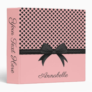 Black Pink Dots & Ribbon Binder