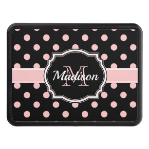 Black & Pink Dots Trailer Hitch Cover
