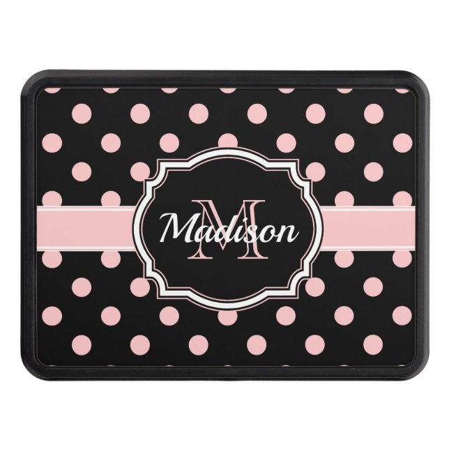 Black & Pink Dots Trailer Hitch Cover (Front)