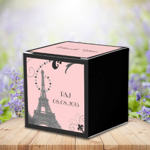 black pink eiffel tower vintage paris wedding favor box
