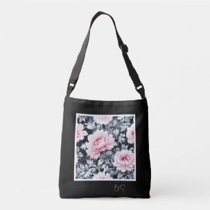 black & pink elegant Modern Floral Crossbody Bag