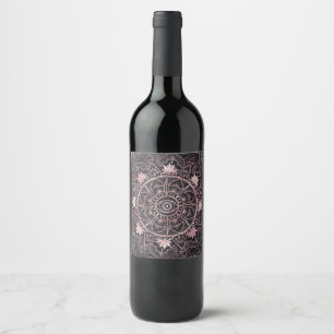 Black Pink Eye Mandala Wine Label