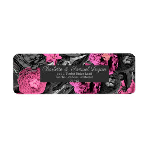 Black Pink Floral   Modern Chic Floral Address 