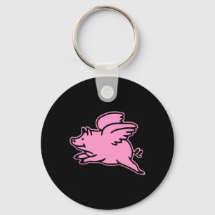 Black Pink Flying Pig Keychain