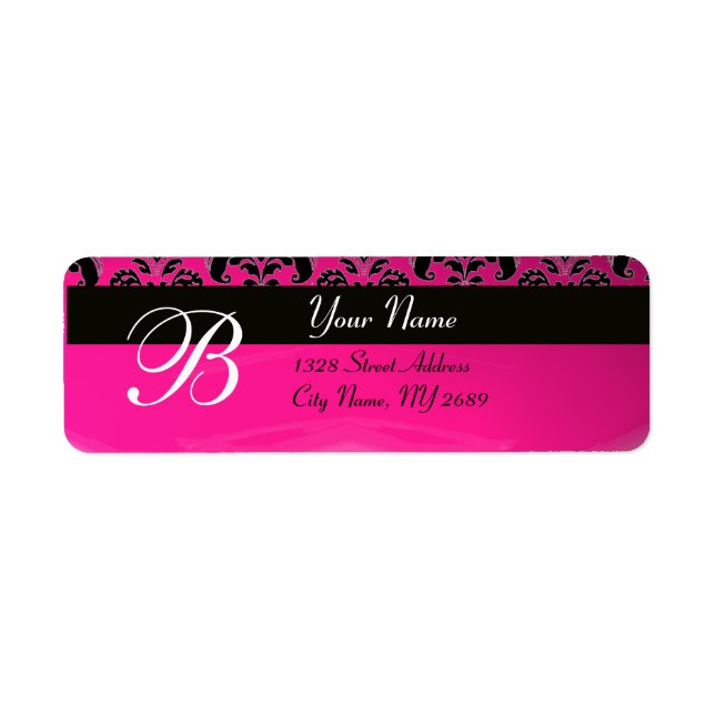 BLACK PINK FUCHSIA DAMASK MONOGRAM (Front)