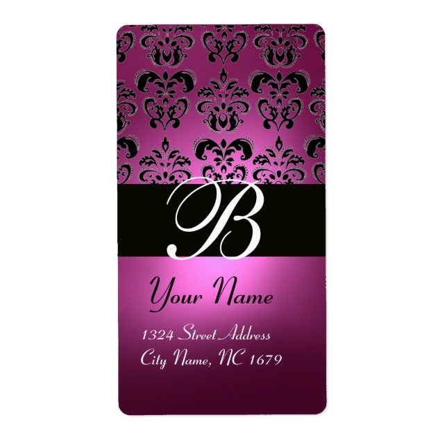 BLACK PINK FUCHSIA PURPLE AMETHYST DAMASK MONOGRAM (Front)