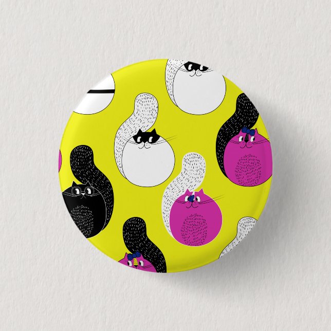 Black Pink Funny Nautical Cats  1 Inch Round Button (Front)