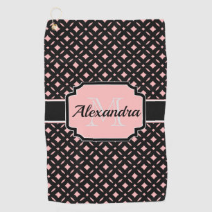 Black & Pink Geometric pattern Golf Towel