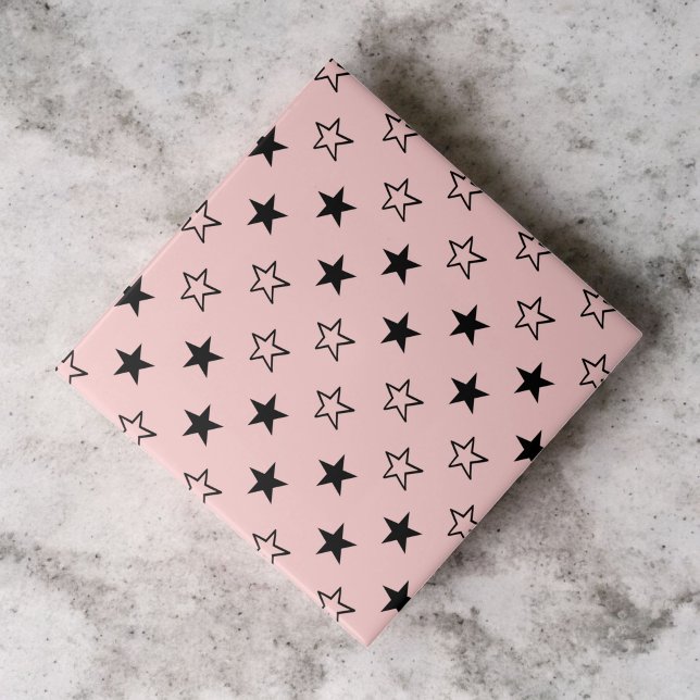 Black Pink Geometric Stars Pattern Tile (Creator Uploaded)