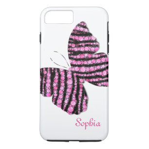 Black & Pink Glitter Butterfly Personalized Case-Mate iPhone Case