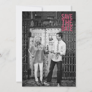 Black & Pink Glitter Save the Date Typography Invitation