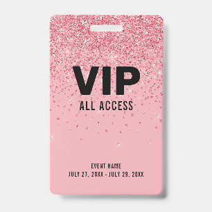 Black Pink Glitter VIP All Access Pass Event ID Badge