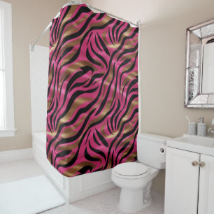 Black Pink Gold Zebra Stripes Animal Print Pattern