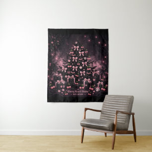 Black Pink Goth Christmas Tree Tapestry Decor