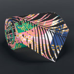 Black Pink Green White Tropical Plants Neck Tie<br><div class="desc">Men's pattern tie features a collage of tropical plants in pink, green, yellow and white on black. MORE designs in store. Cool for the office, a night on the town, a wedding, for the groom or groomsmen or give as a gift to your husband, dad, brother or best friend. Make...</div>
