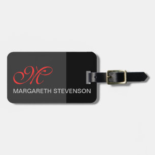 Black Pink Grey Script Customize Name Luggage Tag