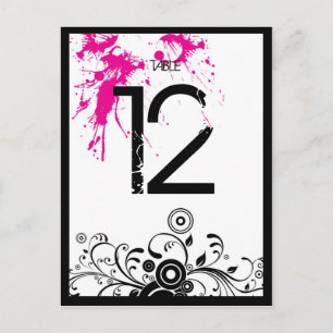 Black & Pink Grungy Heart Music Themed Wedding Postcard