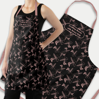 Black Pink Hair Tools Pattern Stylist Apron
