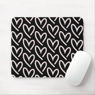 Black & Pink Heart Mouse Pad