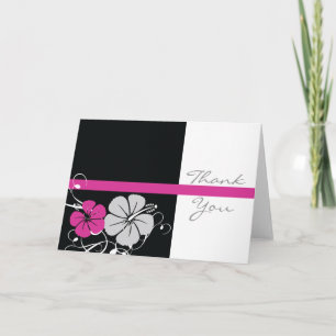 Black & Pink Hibiscus Thank You Card