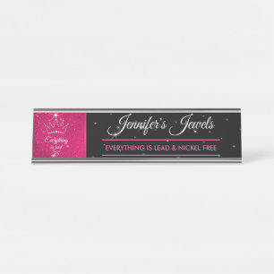 Black Pink Jewellery Consultant business Desk Name Plate