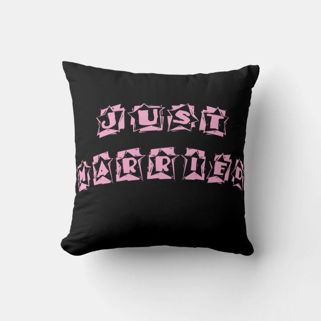 Black Pink Just Married Throw Pillow (Front)